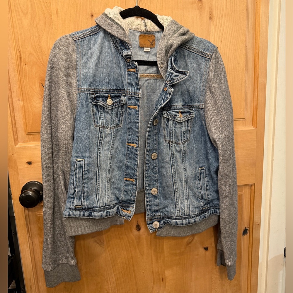 American Eagle Outfitters Jean Jacket Hoodie